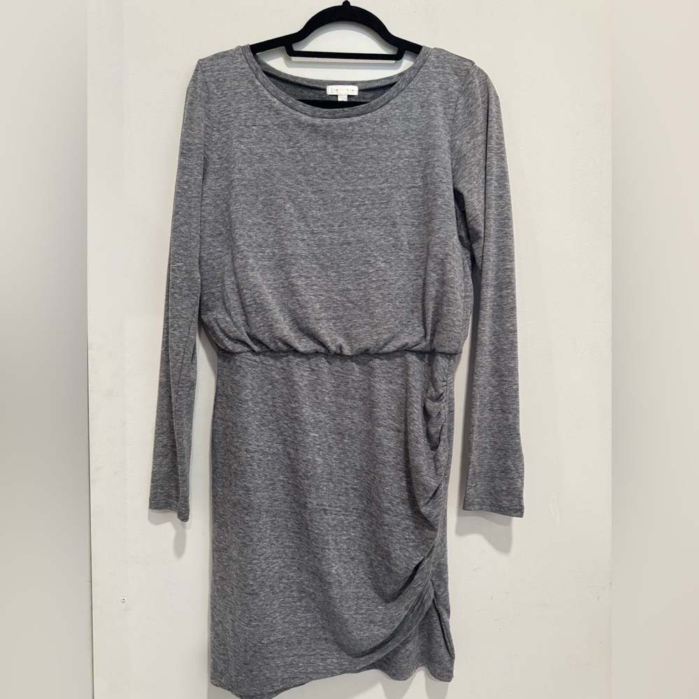 Leith size M Charcoal Long Sleeve Ruched Dress